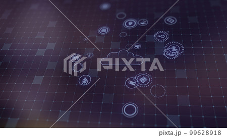 3D rendering the concept of cloud technologies and server data processing 99628918