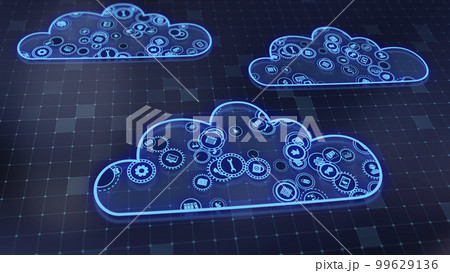 3D rendering the concept of cloud technologies and server data processing 99629136