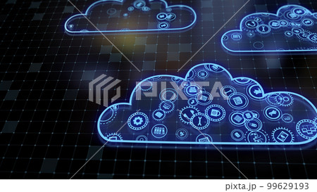 3D rendering the concept of cloud technologies and server data processing 99629193
