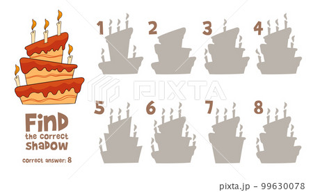 Find the correct shadow. Find 2 same objects. Educational game for children Find the correct shadow. Find 2 same objects. Educational game for children 99630078