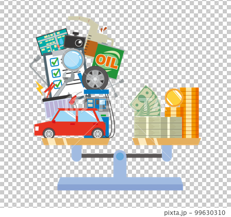 錢在車上的形象插圖 99630310