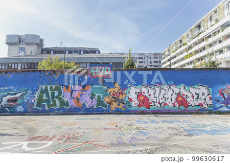 wall with graffiti in Metelkova Art Center Slovenia wall with graffiti in Metelkova Art Center Slovenia 99630617