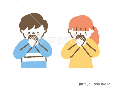 口を両手で覆う子供たち_色 99630812