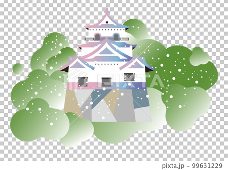The castle tower of Hikone Castle. A beautiful park and a view of the castle. 99631229