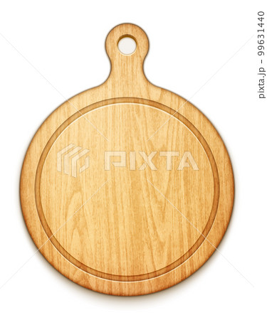 empty round cutting board on white background 99631440