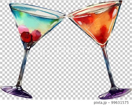 乾杯するカクテルのセット 水彩風ベクターイラスト 99631575