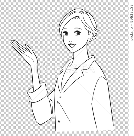 一位女醫生在微笑的白大褂的插圖 99632155