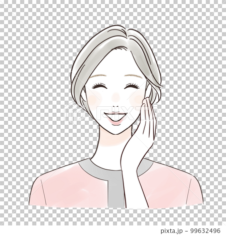 Esthetician touching cheeks with a smile Esthetician touching cheeks with a smile 99632496