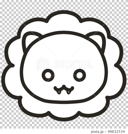Hand-drawn illustration of a lion monochrome 99632534
