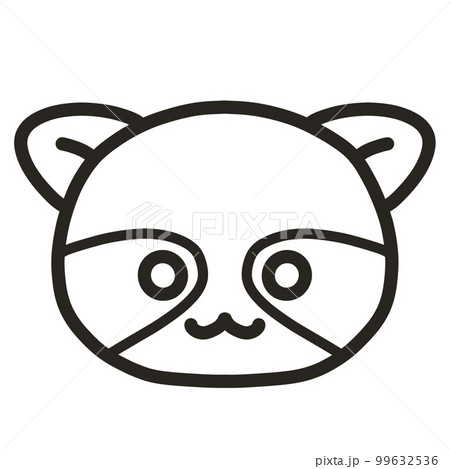 レッサーパンダの手書きイラスト　モノクロ 99632536