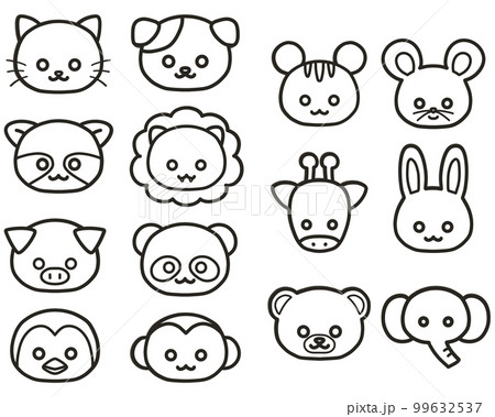 動物の手書きイラストセット モノクロ 動物の手書きイラストセット モノクロ 99632537