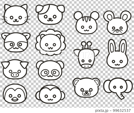 動物の手書きイラストセット モノクロ 動物の手書きイラストセット モノクロ 99632537