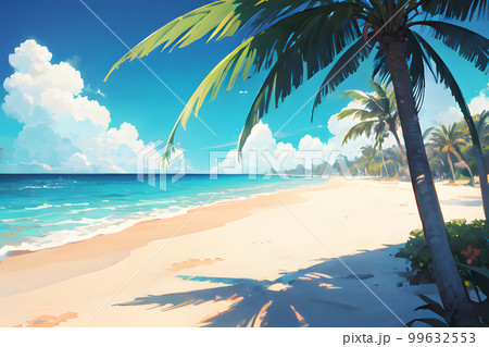 南国のビーチ 夏の海 バカンス イラスト 南国のビーチ 夏の海 バカンス イラスト 99632553