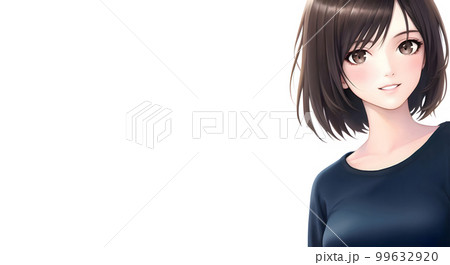 ショートヘアの女性 モデル風 イラストのイラスト素材 [99632920] - PIXTA