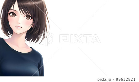 ショートヘアの女性 モデル風 イラスト ショートヘアの女性 モデル風 イラスト 99632921