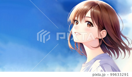 さわやかな青空と女性のイラスト さわやかな青空と女性のイラスト 99633291