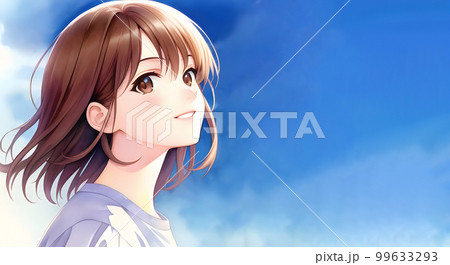 さわやかな青空と女性のイラスト 99633293