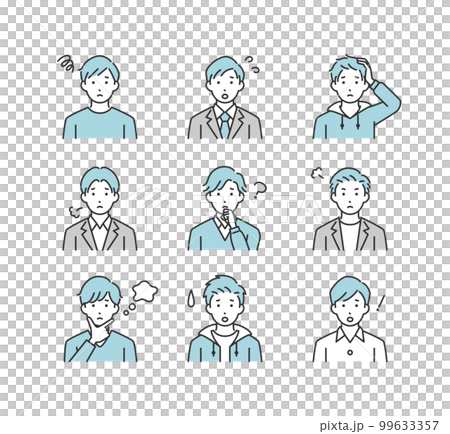 Illustration icon set of men with negative emotions 99633357
