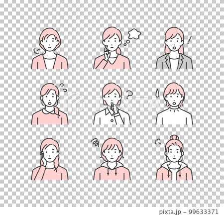 Negative emotion woman illustration icon set 99633371