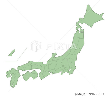 和風な色合いの日本地図。高品質　高精細　線画　白地図　日本列島 99633564