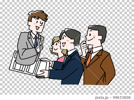 転職する男性がアピールするイラスト 履歴書から人柄がつたわる様子 転職する男性がアピールするイラスト 履歴書から人柄がつたわる様子 99633606