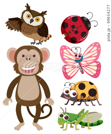 Set of cute animals cartoon simple style 99634277