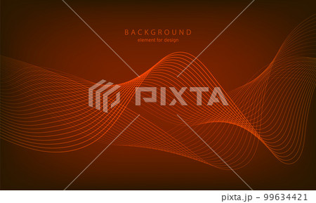 Abstract gradient background. Wave element for design. Digital frequency track equalizer. Stylized line art. Colorful shiny wave with lines. Trendy color orange. Curved wavy smooth stripe. Vector. Abstract gradient background. Wave element for design. Digital frequency track equalizer. Stylized line art. Colorful shiny wave with lines. Trendy color orange. Curved wavy smooth stripe. Vector. 99634421