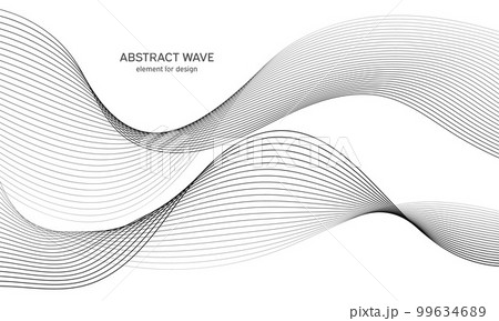 Abstract wave element for design. Digital frequency track equalizer. Stylized line art background. Vector illustration. Wave with lines created using blend tool. Curved wavy line, smooth stripe. Abstract wave element for design. Digital frequency track equalizer. Stylized line art background. Vector illustration. Wave with lines created using blend tool. Curved wavy line, smooth stripe. 99634689