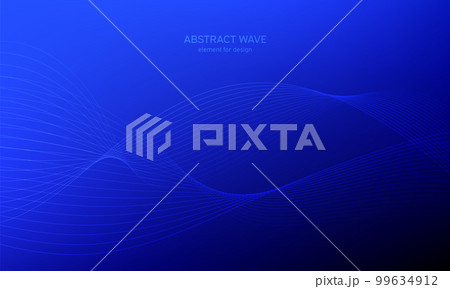 Abstract wave element for design. Digital frequency track equalizer. Stylized line art background. Colorful shiny wave with lines created using blend tool. Curved wavy line, smooth stripe Vector 99634912