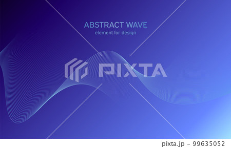 Abstract wave element for design. Digital frequency track equalizer. Stylized line art background. Colorful shiny wave with lines created using blend tool. Curved wavy line, smooth stripe Vector 99635052