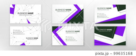 Business card templates. Set. Stationery design. Connection structure. Dots and line. Purple and black colors. Vector illustration 99635168