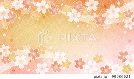 青海波柄の桜の花の背景 99636621