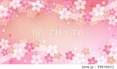 青海波柄の桜の花の背景 99636622
