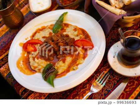 Hunkar begendi made with eggplant and meat 99636693