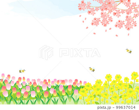 満開の春の花が綺麗なフレーム背景イラスト 満開の春の花が綺麗なフレーム背景イラスト 99637014