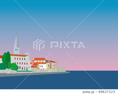 ポレチ porec クロアチア croatia エウフラシウス聖堂 eufrazijeva 夕景 ポレチ porec クロアチア croatia エウフラシウス聖堂 eufrazijeva 夕景 99637323