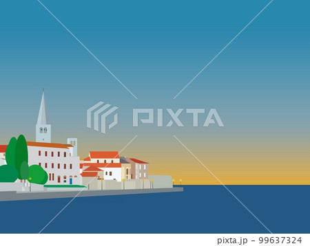 ポレチ porec クロアチア croatia エウフラシウス聖堂 eufrazijeva 夕景 ポレチ porec クロアチア croatia エウフラシウス聖堂 eufrazijeva 夕景 99637324