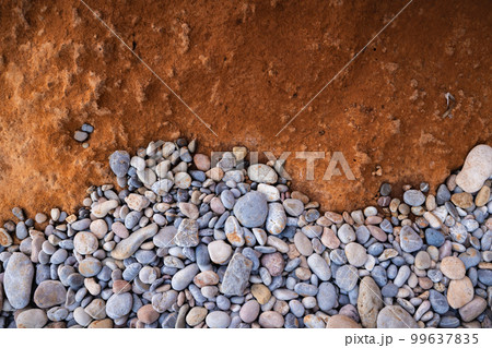 Rocky shapes on the beach. textures and patterns generated on the stones of the Ibiza. 99637835