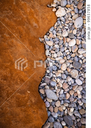 Rocky shapes on the beach. textures and patterns generated on the stones of the Ibiza. Rocky shapes on the beach. textures and patterns generated on the stones of the Ibiza. 99637858