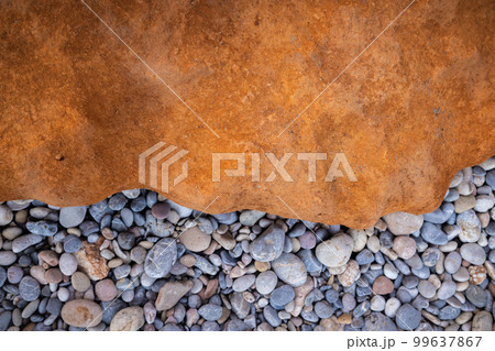 Rocky shapes on the beach. textures and patterns generated on the stones of the Ibiza. 99637867