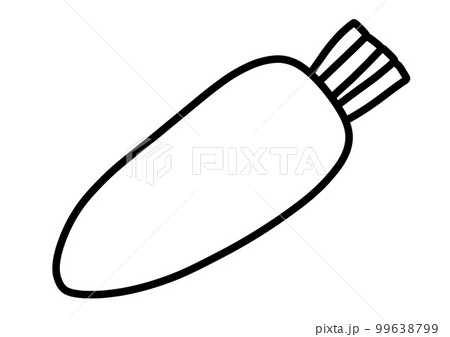 大根の手書きイラスト　モノクロ 99638799