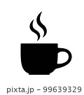 Flat design illustration of a cup of coffee or tea with smoke. Black and white icon, vector 99639329