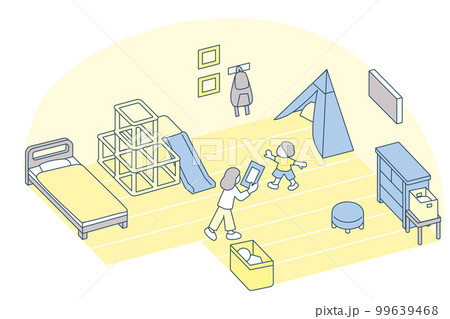 家の中の子供部屋。遊びながら過ごせる子供たち 家の中の子供部屋。遊びながら過ごせる子供たち 99639468