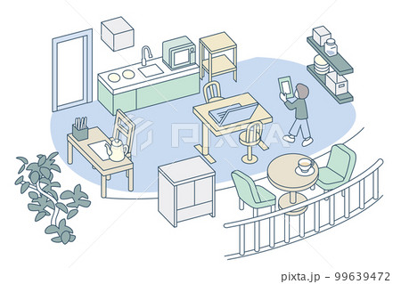 ベランダのある部屋。くつろぐ室内 ベランダのある部屋。くつろぐ室内 99639472