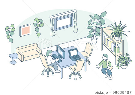 建物の中のリラックススペース。仕事をしながら過ごす時間 建物の中のリラックススペース。仕事をしながら過ごす時間 99639487