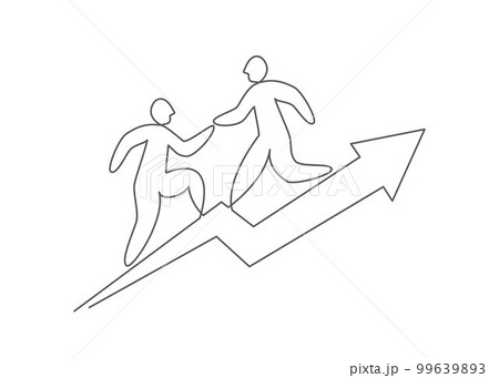 Teamwork One line drawing on white background Teamwork One line drawing on white background 99639893