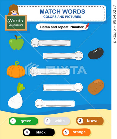 Trace and match words with pictures. Educational worksheet for preschool 99640227