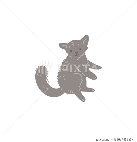 Cute funny relaxed gray cat flat style, vector illustration 99640237