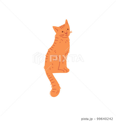 Funny sitting red cat flat style, vector illustration 99640242