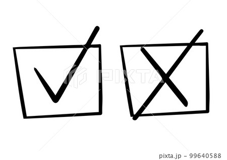 Agree mark in square shape in doodle style grunge isolated on white background. 99640588